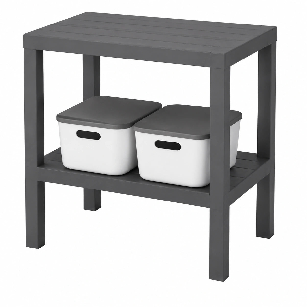 Zweistöckiger Beistelltisch aus wasserfestem Kunststoff, 10 kg Tragkraft – Ideal für Badezimmer, Küche, Balkon und Schlafzimmer
