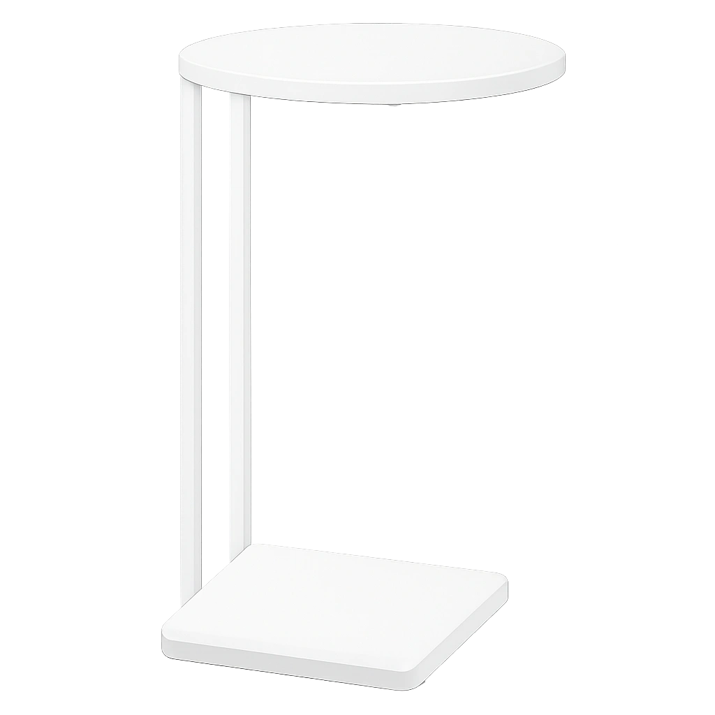 HDANI 2er Set C-förmige Beistelltische, runde Couchtische mit Metallgestell und Holzplatte, vielseitig einsetzbar in Wohnzimmer und Schlafzimmer, 40x40x60 cm, Weiß