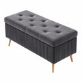 Samtpolsterbank mit Stauraum, 120 cm, vielseitige Ottomane für Schlafzimmer, Wohnzimmer und Flur, Farbe Grau