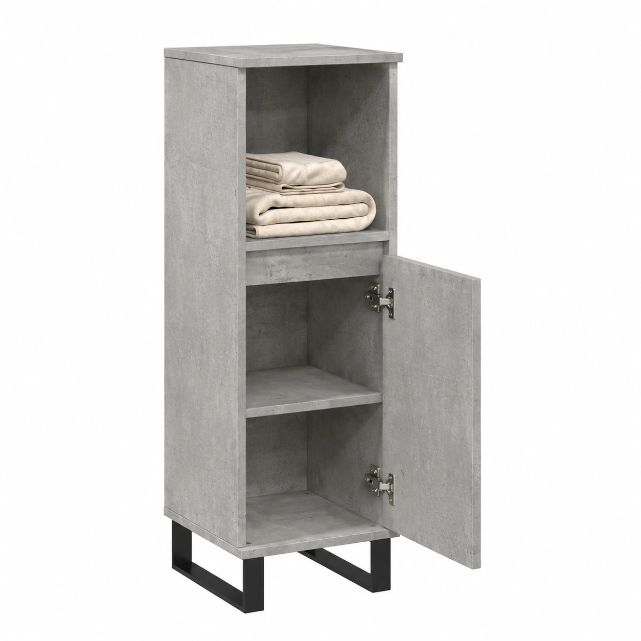 Moderner Badezimmerschrank aus Sperrholz in Betongrau, 30x30x100 cm – Stilvolles Badezimmermöbel