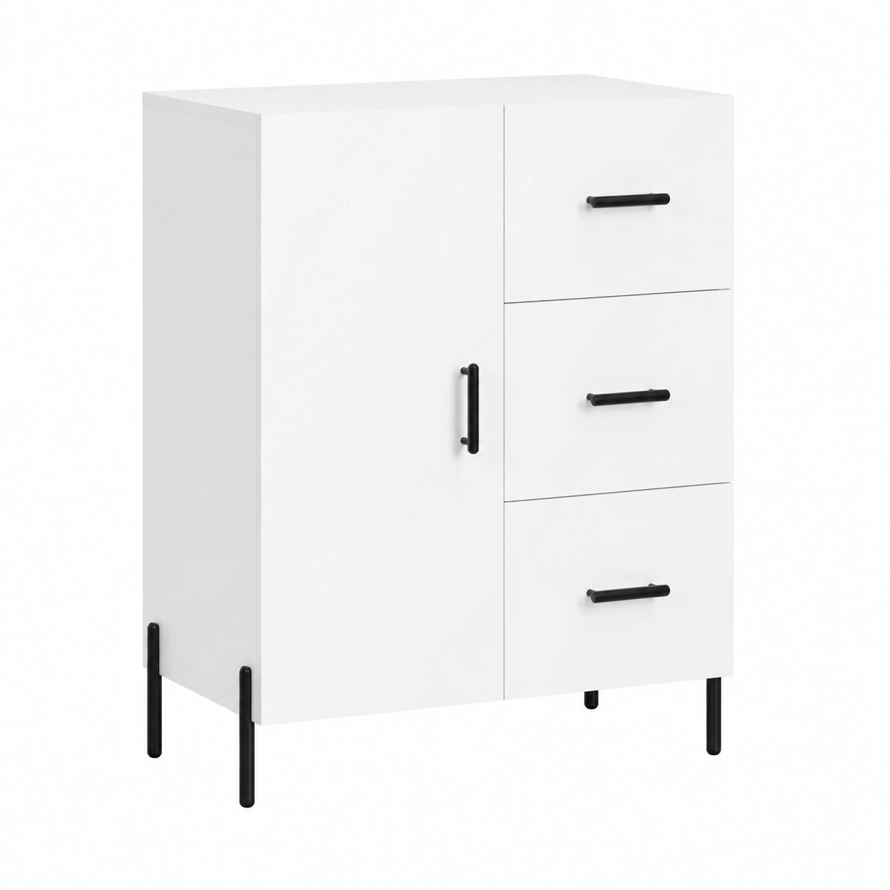 Elegantes Sideboard aus Sperrholz in Weiß Hochglanz, 69,5 x 34 x 90 cm, Ideal für Küche und Wohnzimmer