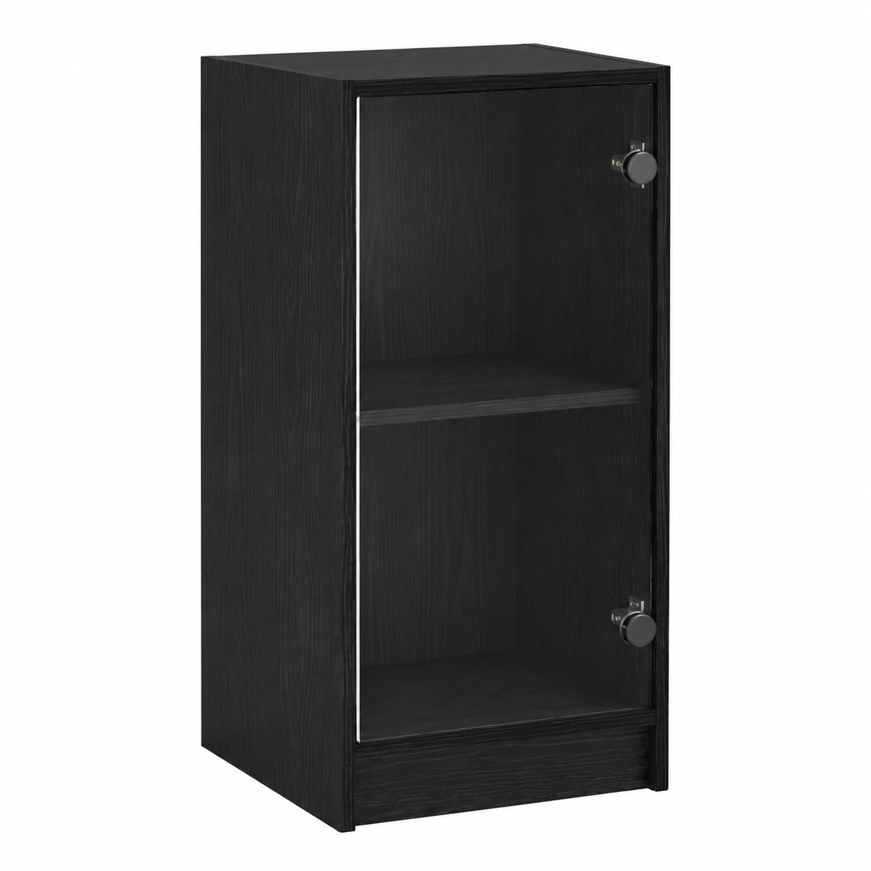 Vitrine aus Eichenholz in Schwarz mit Glastüren