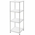 Floordirekt 4-stufiges Metallregal, modernes Stecksystem - Weiß, Chrom, 95x30x30 cm für Wohnzimmer, Büro, Flur - Bücherregal Concept Epure MK-005