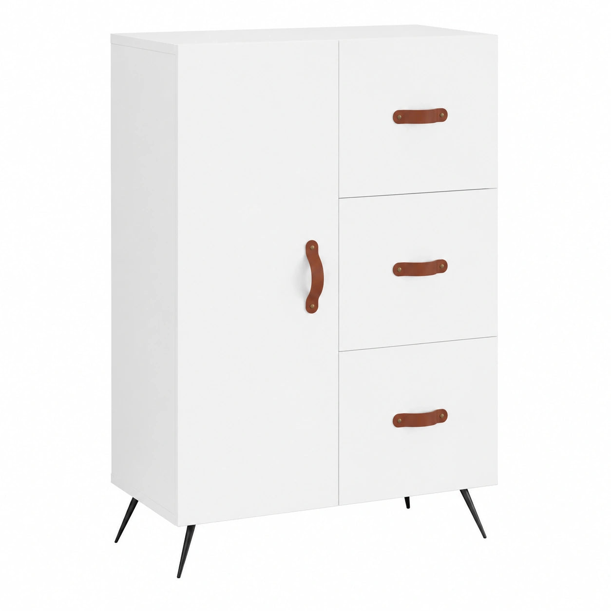 Moderner Hochglanz-Sideboard aus Sperrholz, 69,5 x 34 x 90 cm, Weiß für Küche und Wohnzimmer