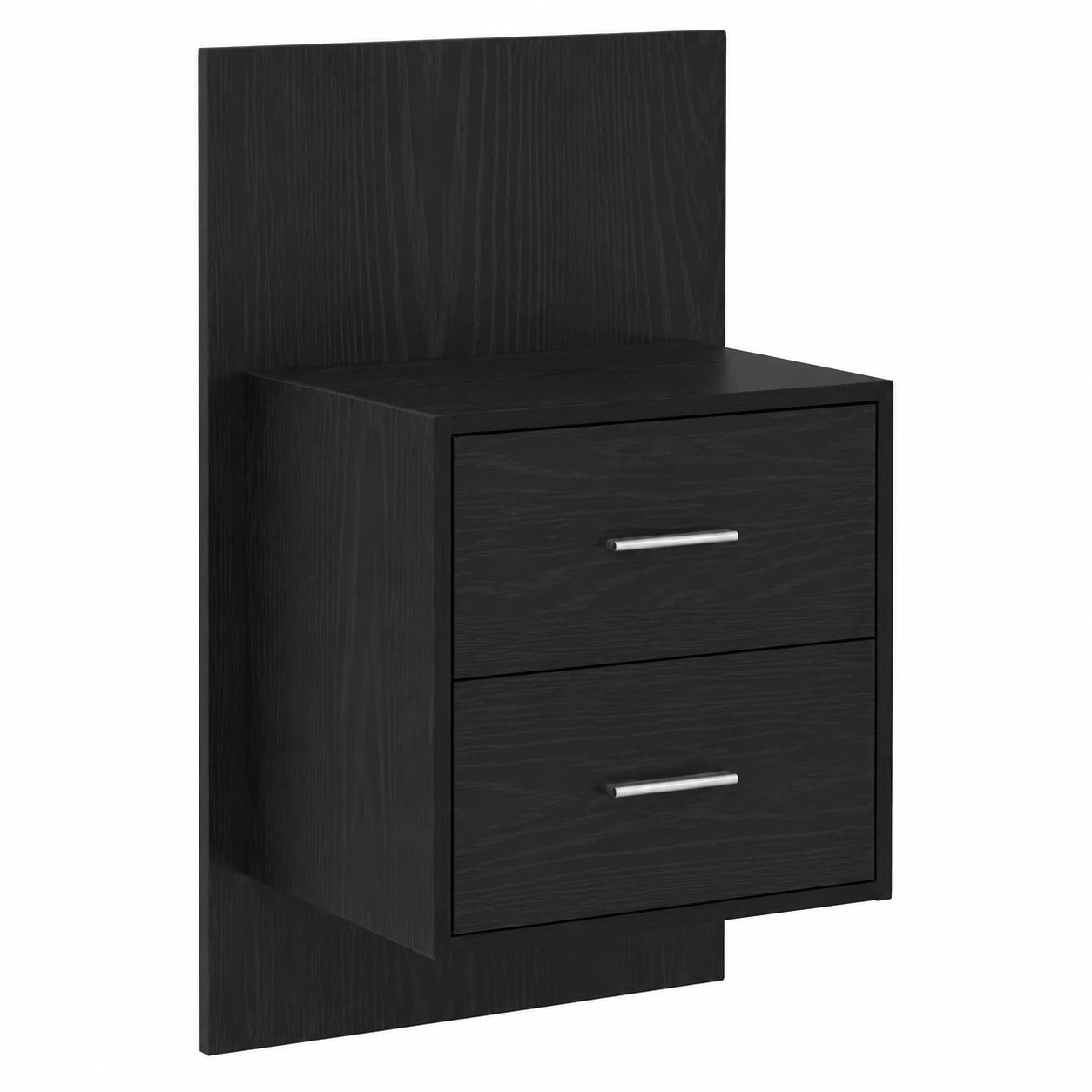 Schwebende Nachttisch Schwarz Eiche 48,5x32,5x80 cm mit Schubladen, modernes Design für Schlafzimmer, platzsparend und belastbar bis 60 kg
