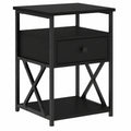 Modernes Nachttisch-Set aus Holz und Eisen, Schwarz, Höhenverstellbar, 2er-Set