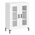 Homgoday Hochglanz Sideboard, Weiß, 69,5 x 34 x 90 cm, Küchenschrank & Wohnzimmermöbel