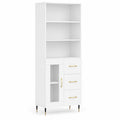Homgoday Weißer Küchenschrank aus Sperrholz, 69,5x34x180 cm, vielseitig einsetzbare Anrichte