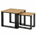 Quadratisches Couchtisch-Set aus Holz, Eiche, 2er Set, 50x50 cm