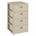 Kunststoffschubladenschrank mit Rattan-Design, 4 Schubladen, 40x40x81 cm, Beige