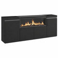 Moderner Elektrokamin mit Sideboard, 4 Türen, Schwarz, Stilvoll